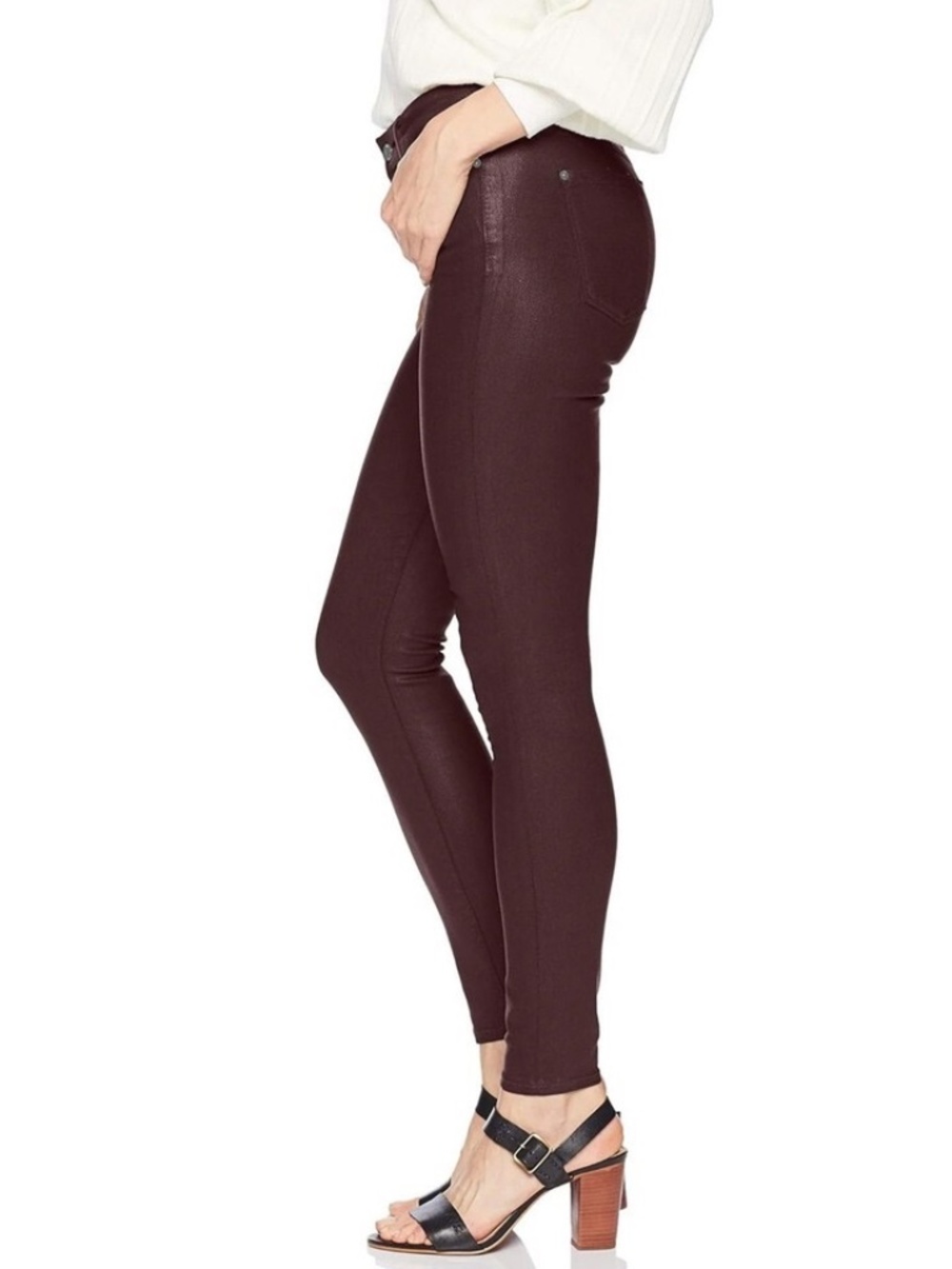 7 for All Mankind Burgundy Coated Ankle Skinny Jeans Low Rise